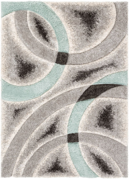 Oahu Blue Modern Geometric 3D Textured Shag Rug SF-24