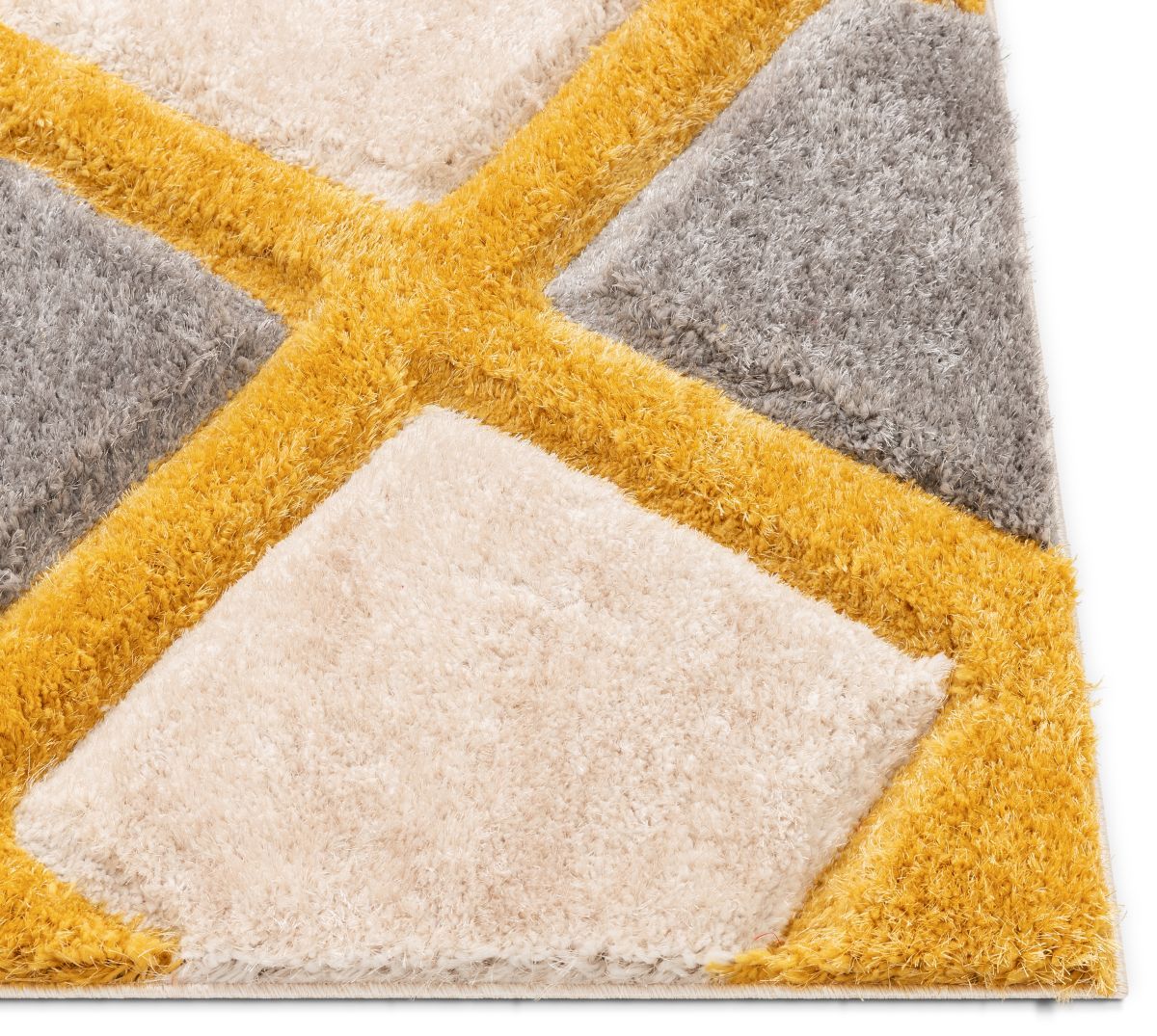 Posh Yellow Modern Geometric 3D Textured Shag Rug SF-31
