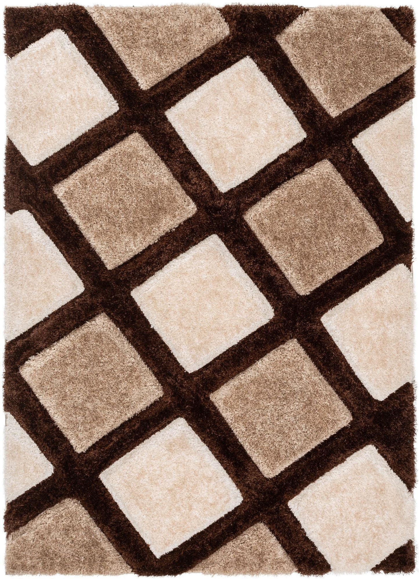 Posh Brown Modern Geometric 3D Textured Shag Rug SF-37