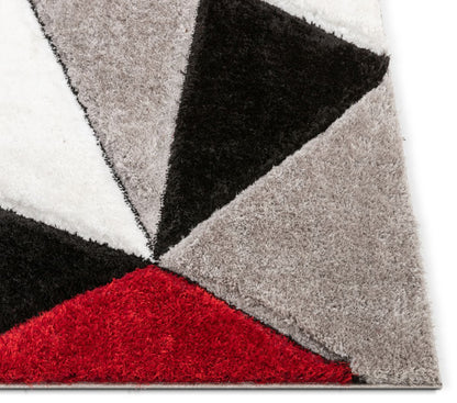 Venice Red Modern Geometric 3D Textured Shag Rug SF-40