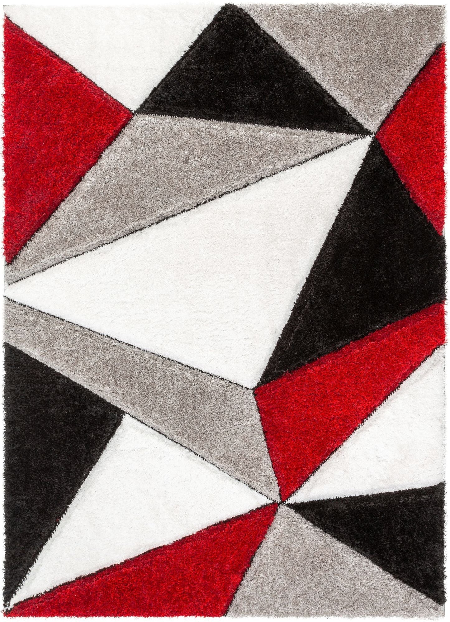 Venice Red Modern Geometric 3D Textured Shag Rug SF-40