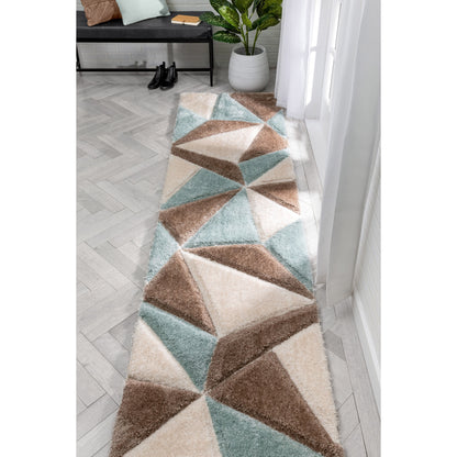 Venice Ivory Modern Geometric 3D Textured Shag Rug By Chill Rugs SF-42-