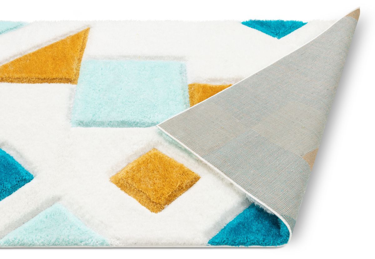 Teahupo Blue Modern Geometric 3D Textured Shag Rug SF-52-