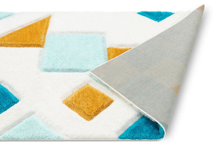 Teahupo Blue Modern Geometric 3D Textured Shag Rug SF-52-