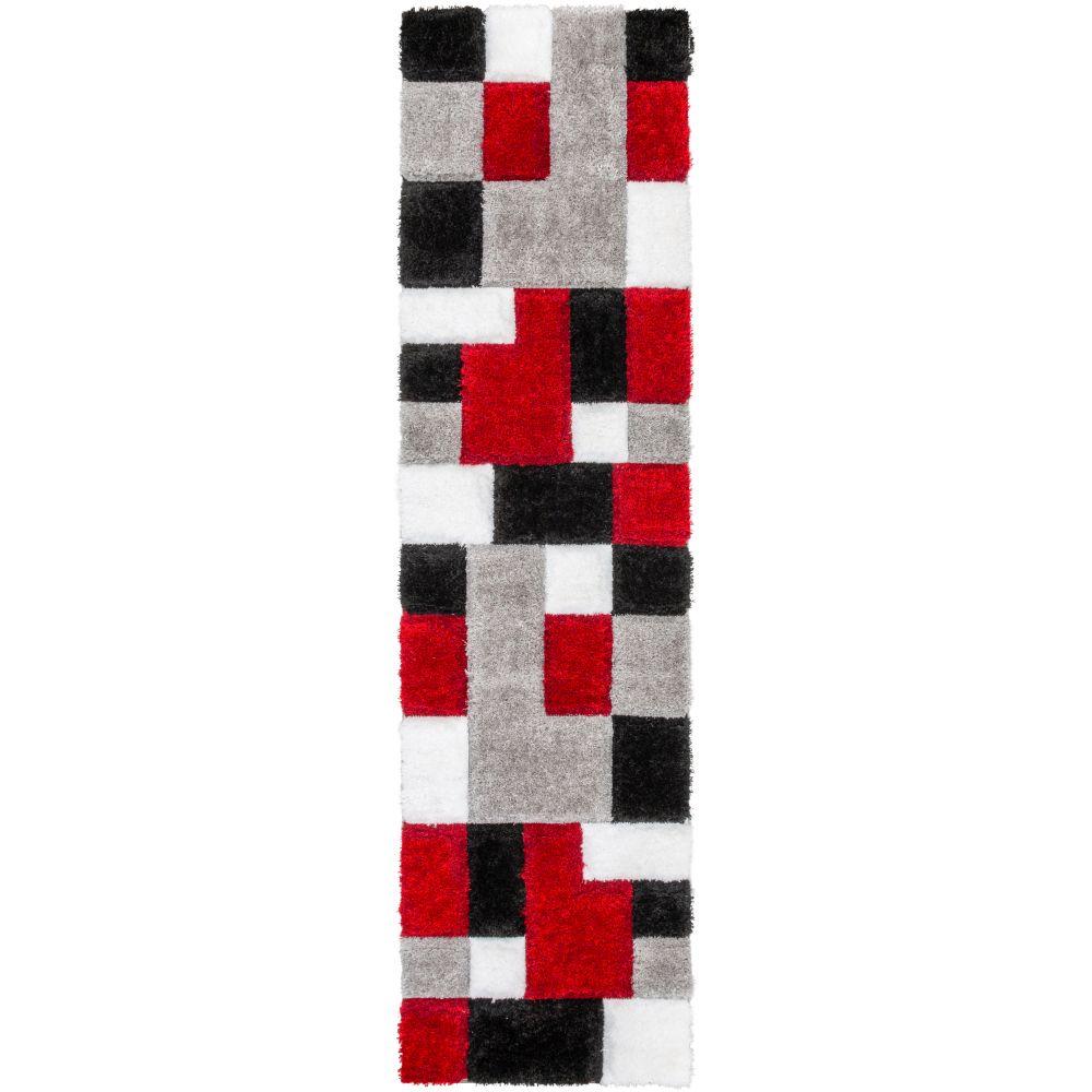 Escondido Red Modern Geometric 3D Textured Shag Rug SF-60