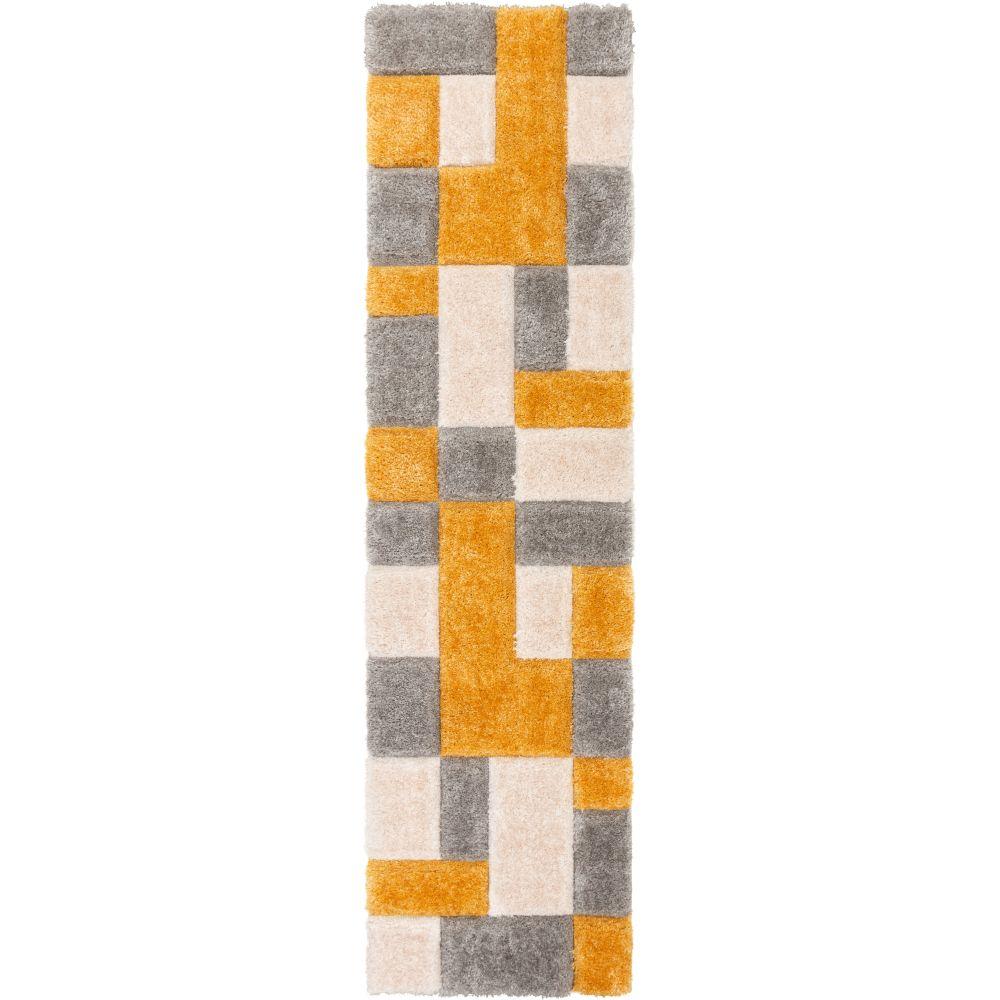 Escondido Yellow Modern Geometric 3D Textured Shag Rug SF-61