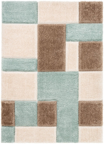Escondido Blue Modern Geometric 3D Textured Shag Rug SF-64