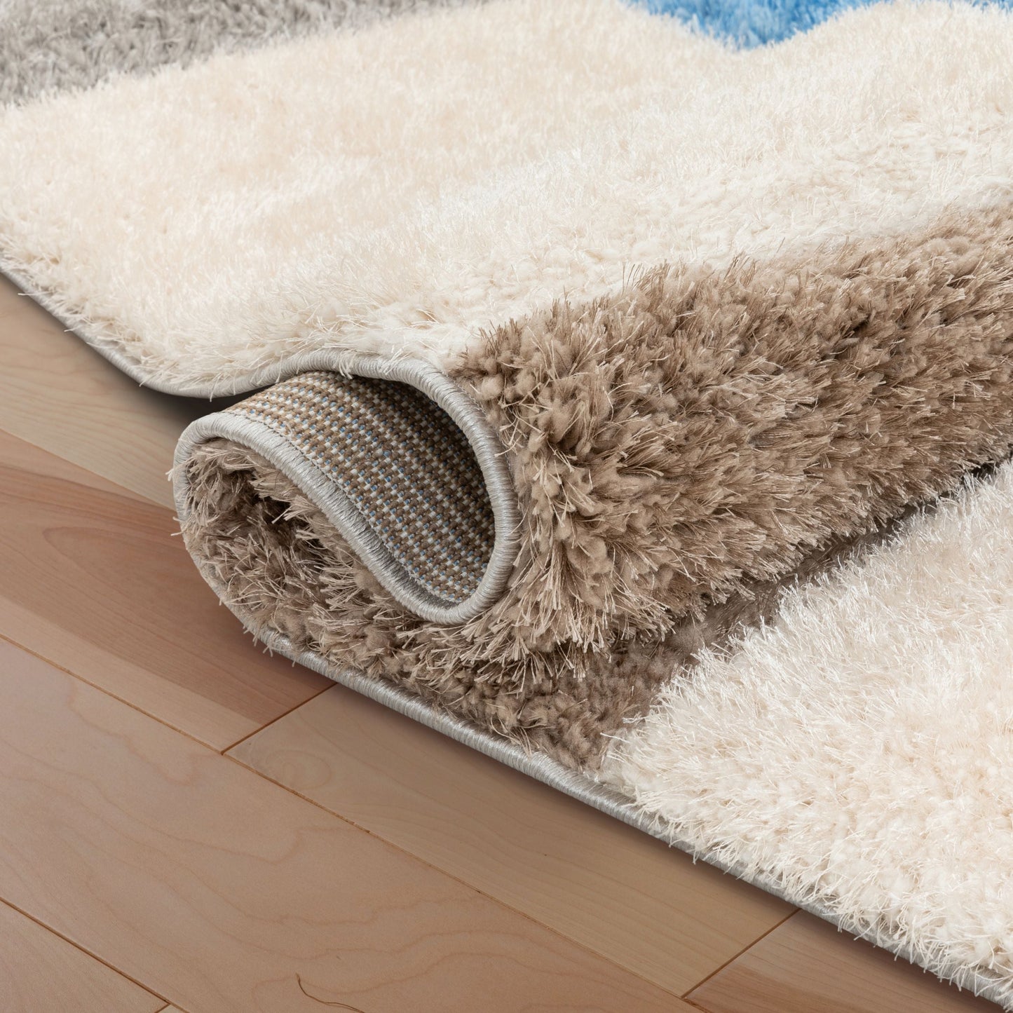 Escondido  Modern Geometric Boxes Shag Light Blue 3D Textured Thick & Soft Shag Rug SF-66