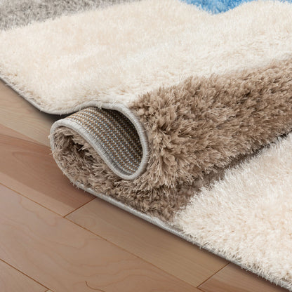 Escondido  Modern Geometric Boxes Shag Light Blue 3D Textured Thick & Soft Shag Rug SF-66