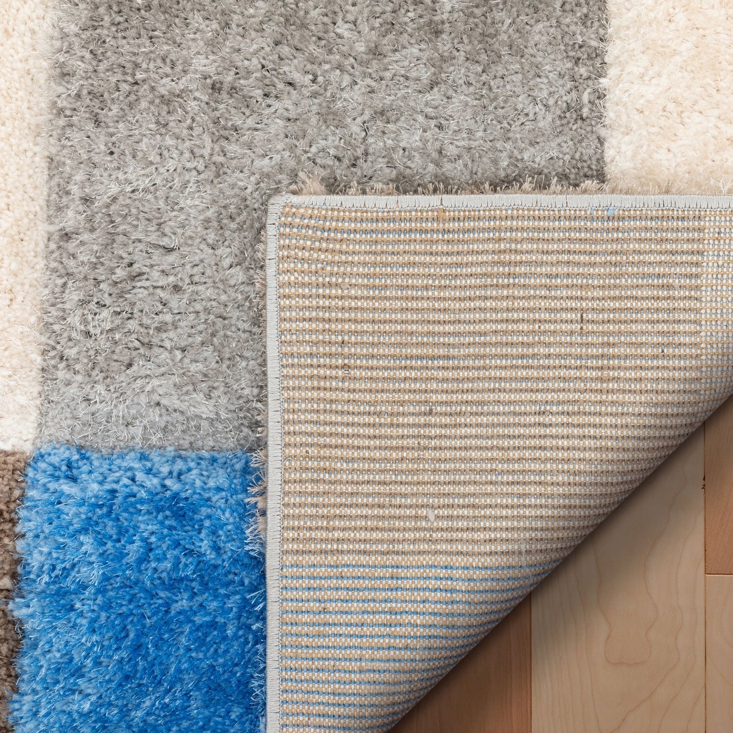 Escondido  Modern Geometric Boxes Shag Light Blue 3D Textured Thick & Soft Shag Rug SF-66