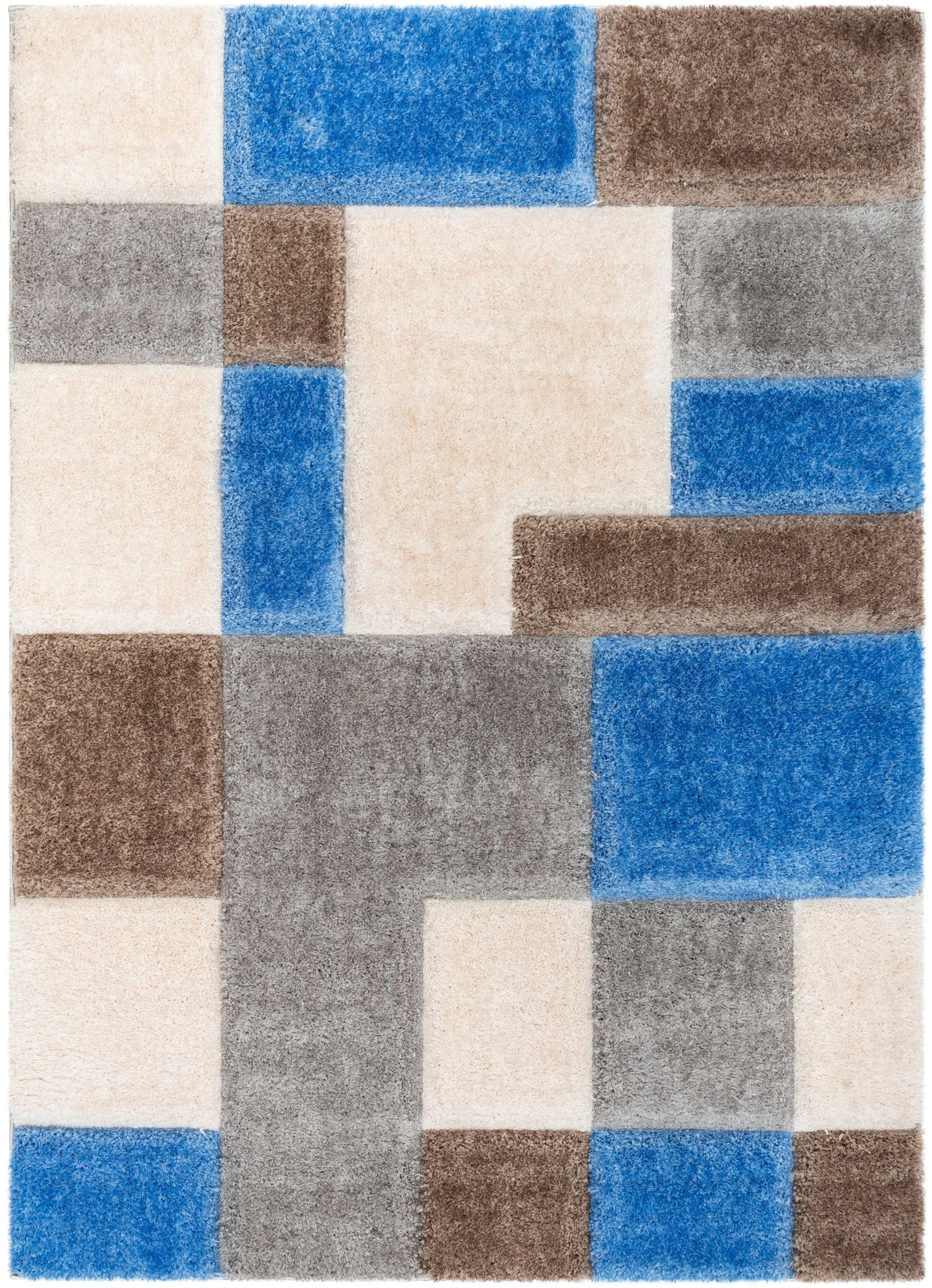 Escondido  Modern Geometric Boxes Shag Light Blue 3D Textured Thick & Soft Shag Rug SF-66