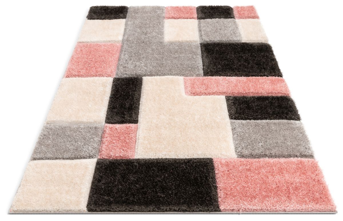 Escondido Blush Modern Geometric 3D Textured Shag Rug SF-69