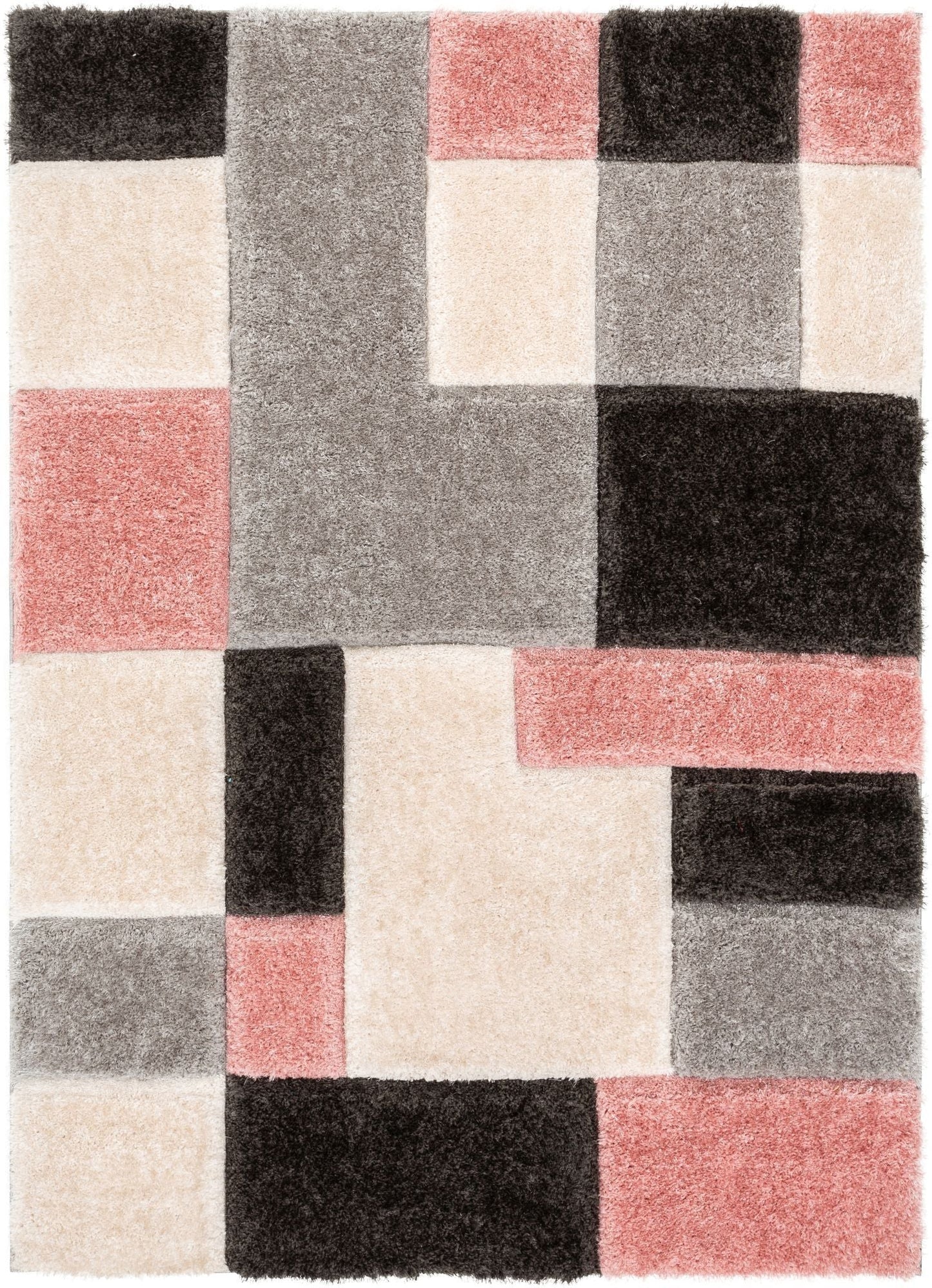 Escondido Blush Modern Geometric 3D Textured Shag Rug SF-69
