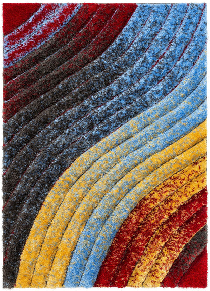 Mojave Red Modern 3D Textured Shag Rug SF-70