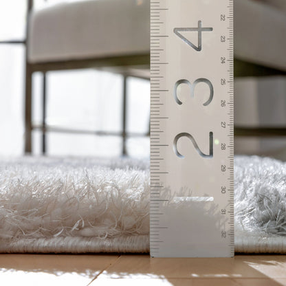 Bevel Modern Geometric Arcs & Shapes Shag Light Blue Grey 3D Textured Thick & Soft Shag Rug SF-86