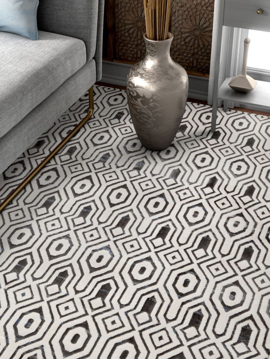 Graceful Grey Modern Rug SI-128