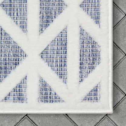 Ciel Modern Geometric Indoor/Outdoor Blue High-Low Rug SIL-14