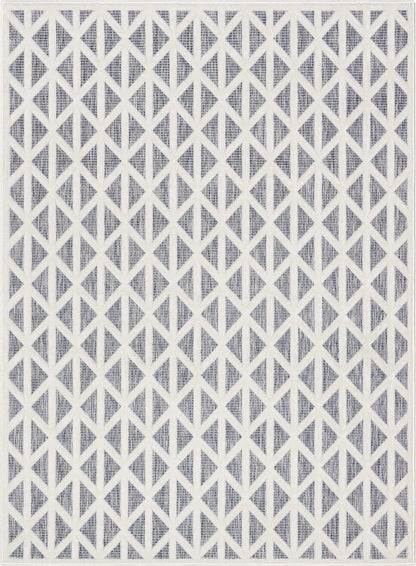 Ciel Modern Geometric Indoor/Outdoor Blue High-Low Rug SIL-14