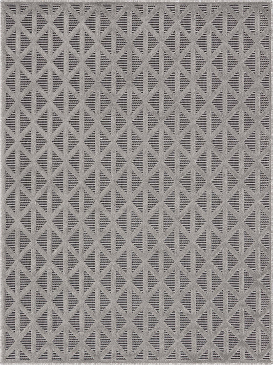 Ciel Modern Geometric Indoor/Outdoor Grey High-Low Rug SIL-17