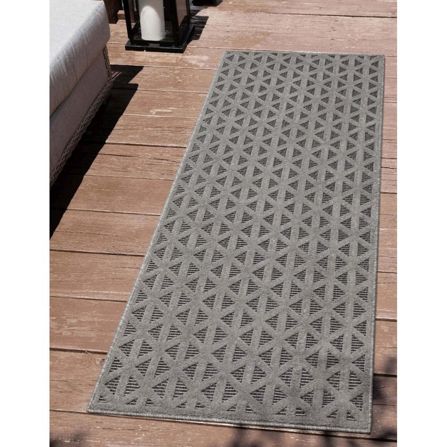 Ciel Modern Geometric Indoor/Outdoor Grey High-Low Rug SIL-17