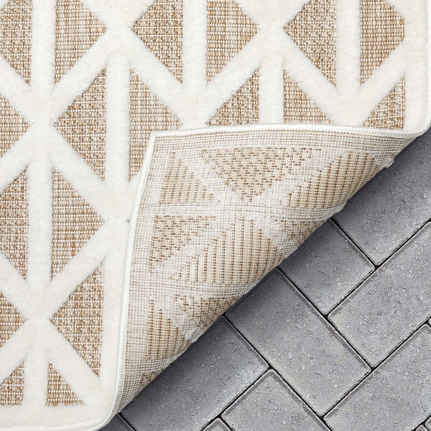 Ciel Modern Geometric Indoor/Outdoor Brown High-Low Rug SIL-18