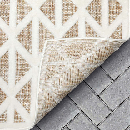 Ciel Modern Geometric Indoor/Outdoor Brown High-Low Rug SIL-18
