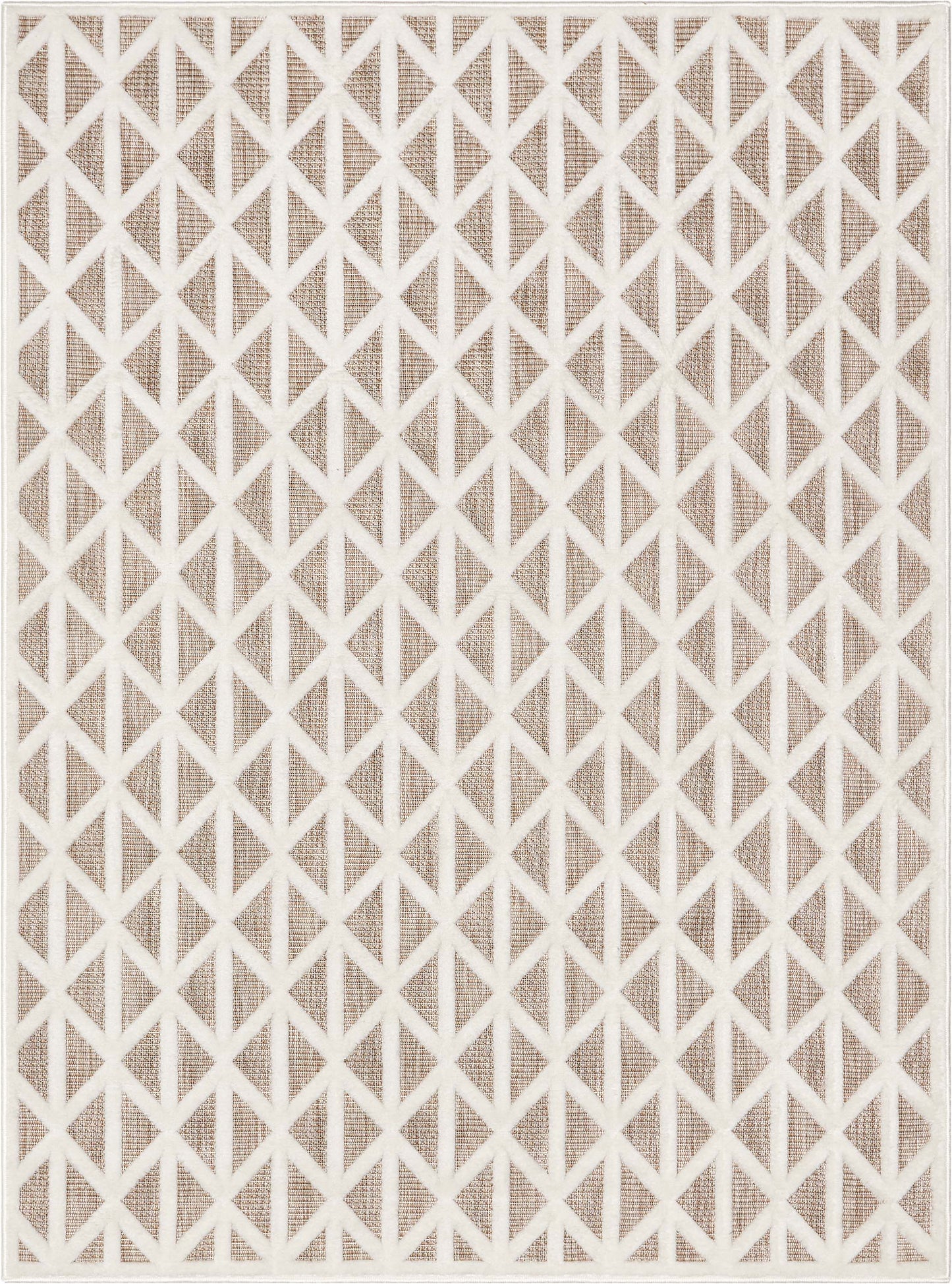 Ciel Modern Geometric Indoor/Outdoor Brown High-Low Rug SIL-18