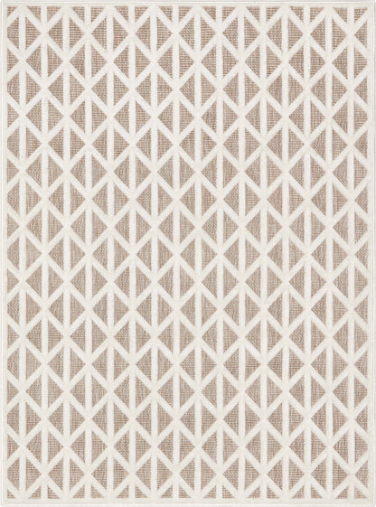 Ciel Modern Geometric Indoor/Outdoor Brown High-Low Rug SIL-18