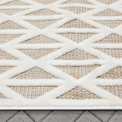Ciel Modern Geometric Indoor/Outdoor Brown High-Low Rug SIL-18
