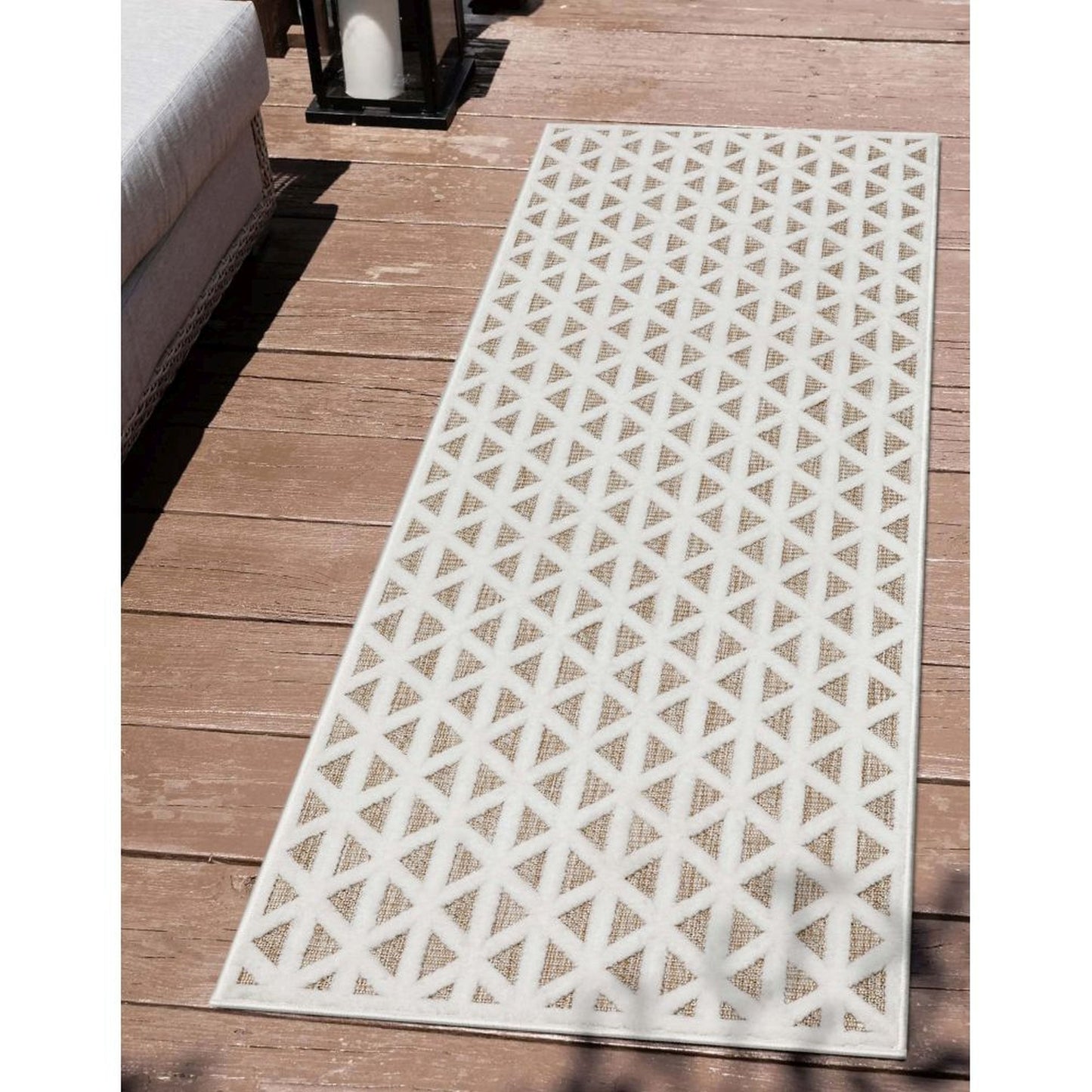 Ciel Modern Geometric Indoor/Outdoor Brown High-Low Rug SIL-18