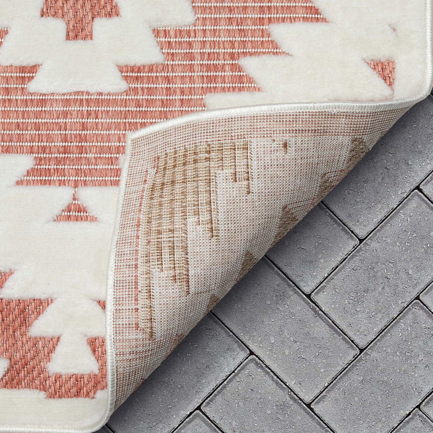 Keiko Tribal Moroccan Indoor/Outdoor Terracotta High-Low Rug SIL-20