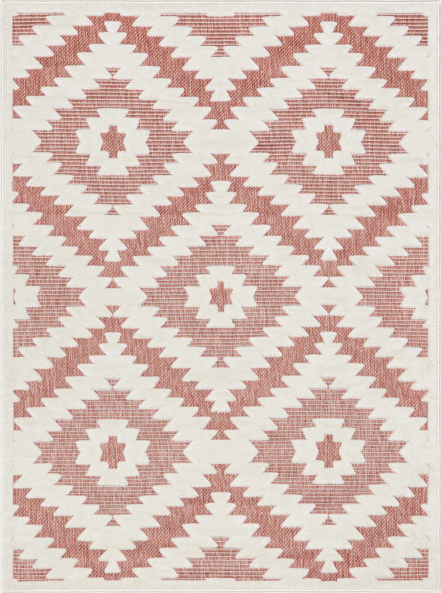 Keiko Tribal Moroccan Indoor/Outdoor Terracotta High-Low Rug SIL-20