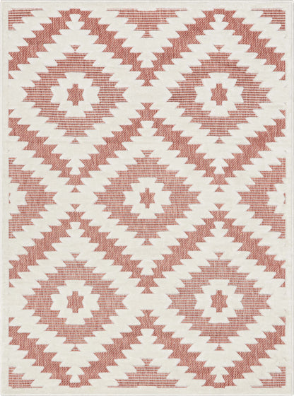 Keiko Tribal Moroccan Indoor/Outdoor Terracotta High-Low Rug SIL-20