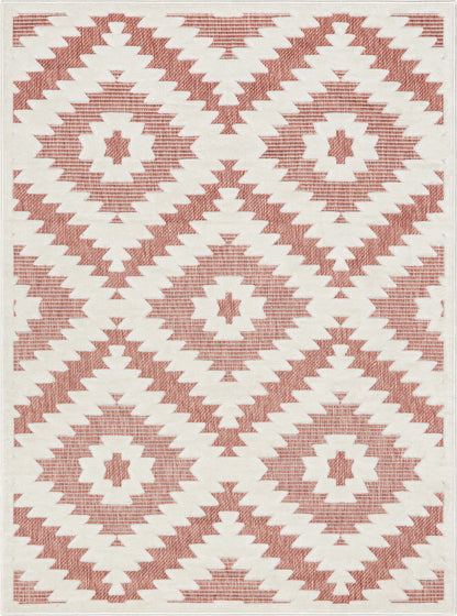 Keiko Tribal Moroccan Indoor/Outdoor Terracotta High-Low Rug SIL-20