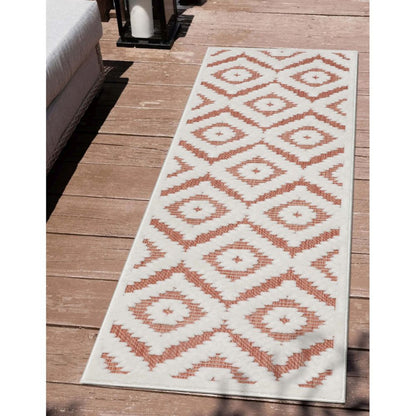 Keiko Tribal Moroccan Indoor/Outdoor Terracotta High-Low Rug SIL-20