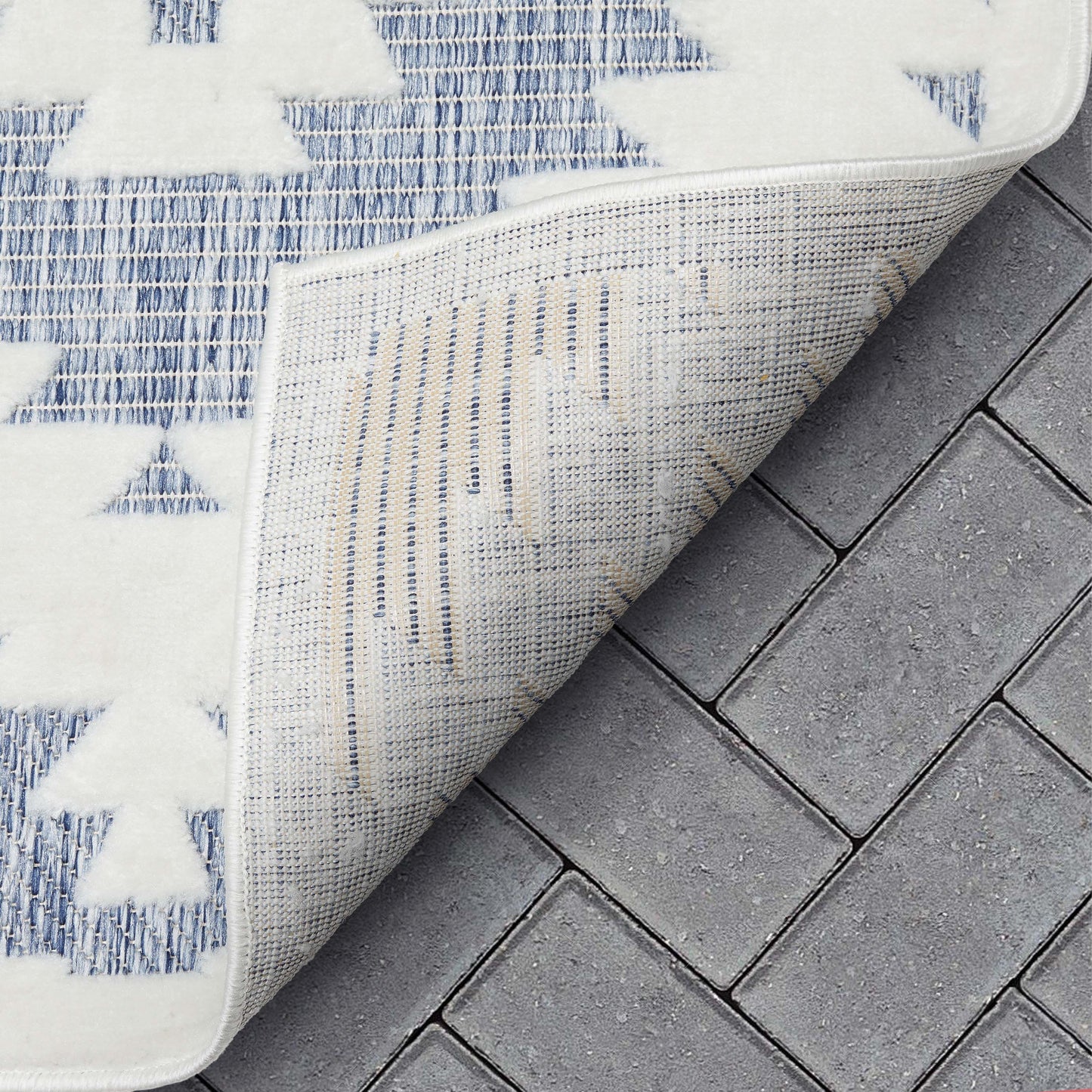 Keiko Tribal Moroccan Indoor/Outdoor Blue High-Low Rug SIL-24