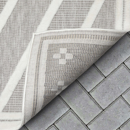 Mali Tribal Diamond Pattern Indoor/Outdoor Grey High-Low Rug SIL-37