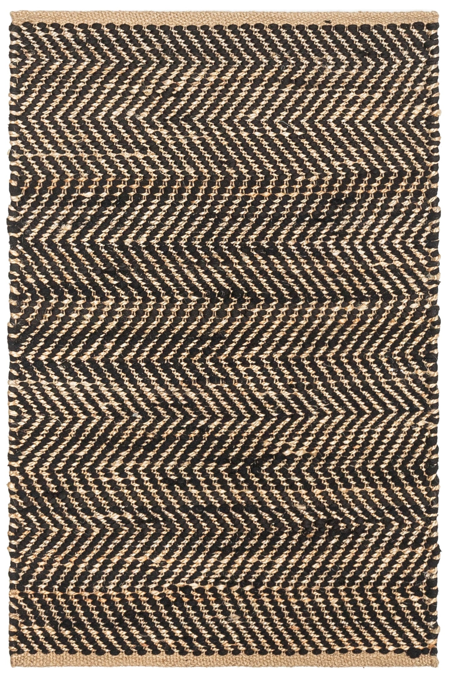 Willow Jute Chevron Natural Black Hand-Woven Chunky-Textured Rug SUR-13