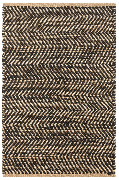 Willow Jute Chevron Natural Black Hand-Woven Chunky-Textured Rug SUR-13