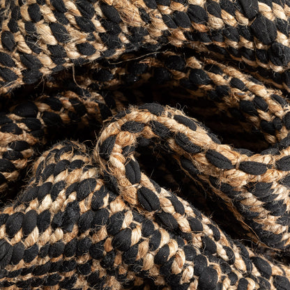 Willow Jute Chevron Natural Black Hand-Woven Chunky-Textured Rug SUR-13