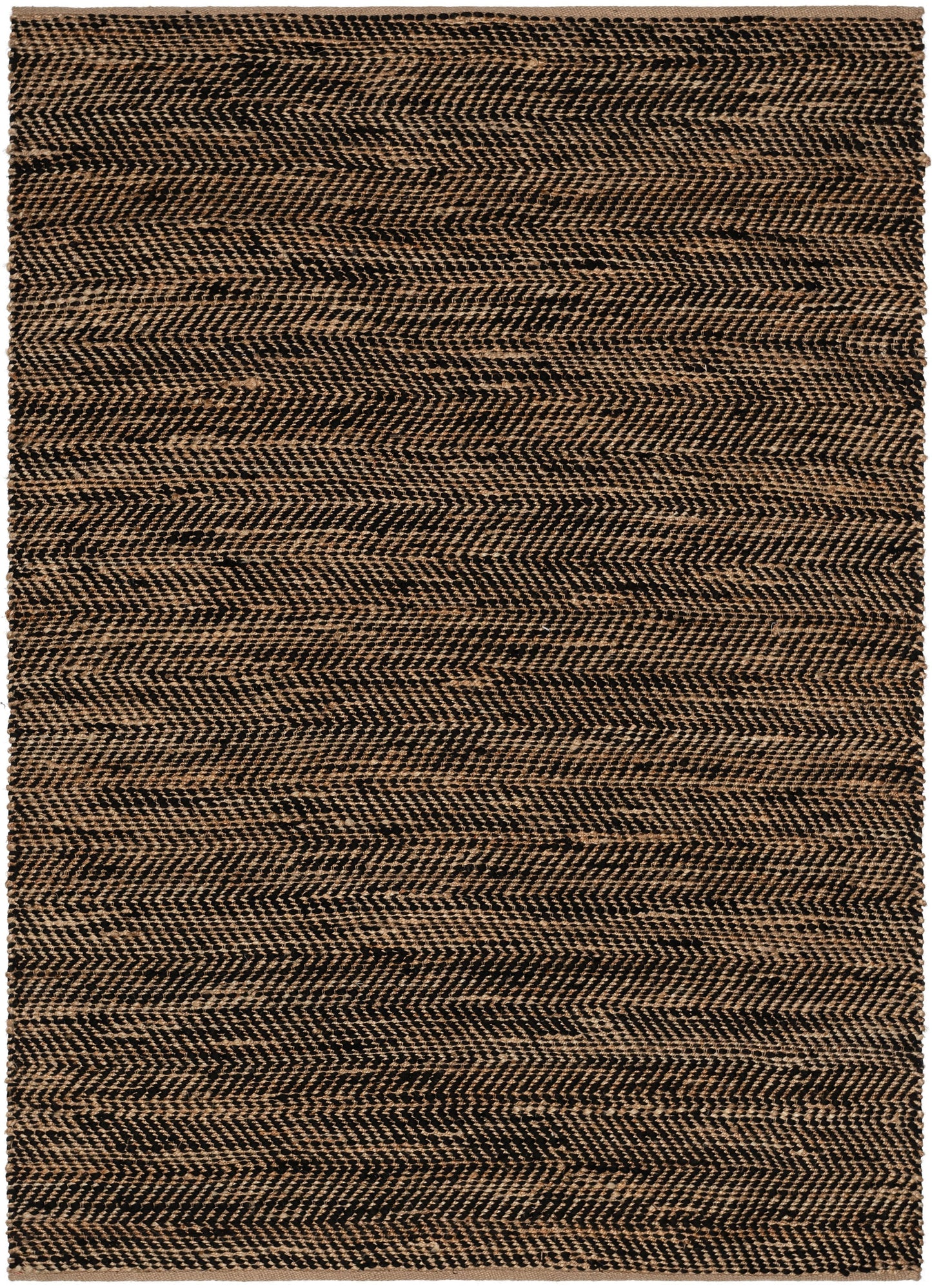 Willow Jute Chevron Natural Black Hand-Woven Chunky-Textured Rug SUR-13