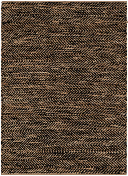 Willow Jute Chevron Natural Black Hand-Woven Chunky-Textured Rug SUR-13