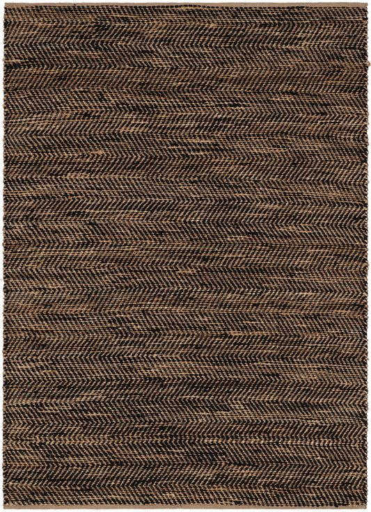 Willow Jute Chevron Natural Black Hand-Woven Chunky-Textured Rug SUR-13