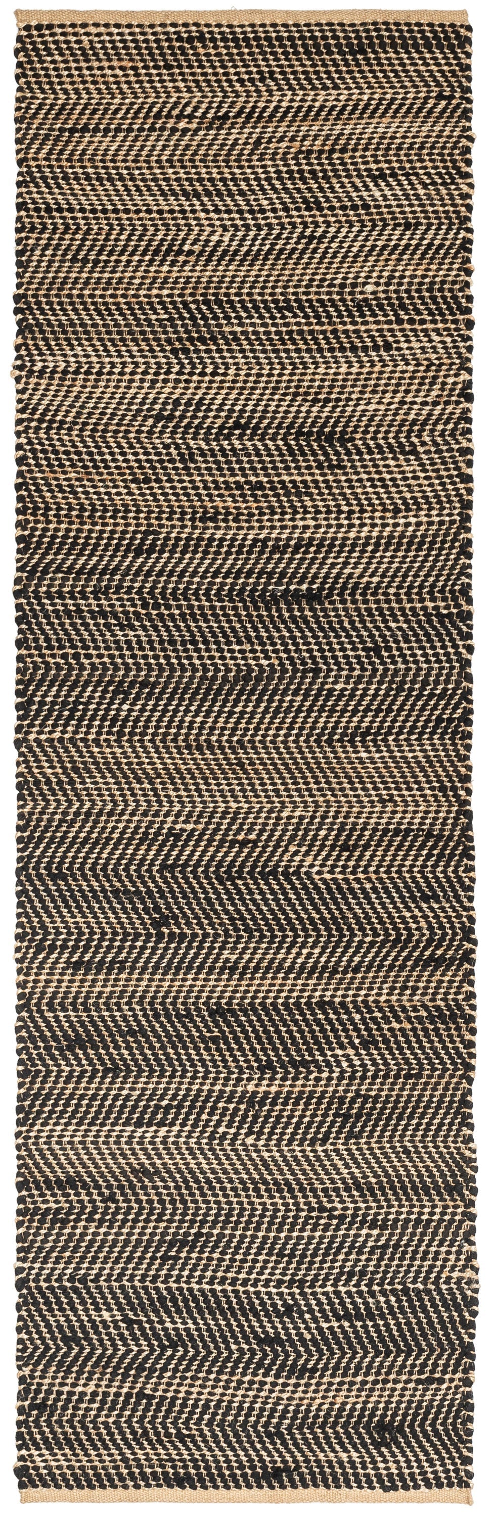 Willow Jute Chevron Natural Black Hand-Woven Chunky-Textured Rug SUR-13