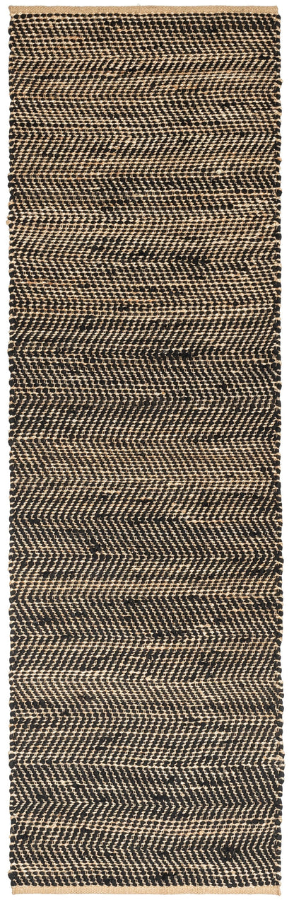 Willow Jute Chevron Natural Black Hand-Woven Chunky-Textured Rug SUR-13