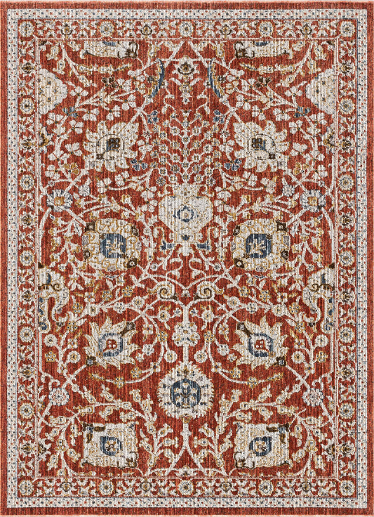 Creo Vintage Floral Oriental Persian Red Textured Rug TEN-20