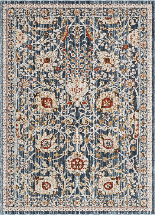 Creo Vintage Floral Oriental Persian Light Blue Textured Rug TEN-26