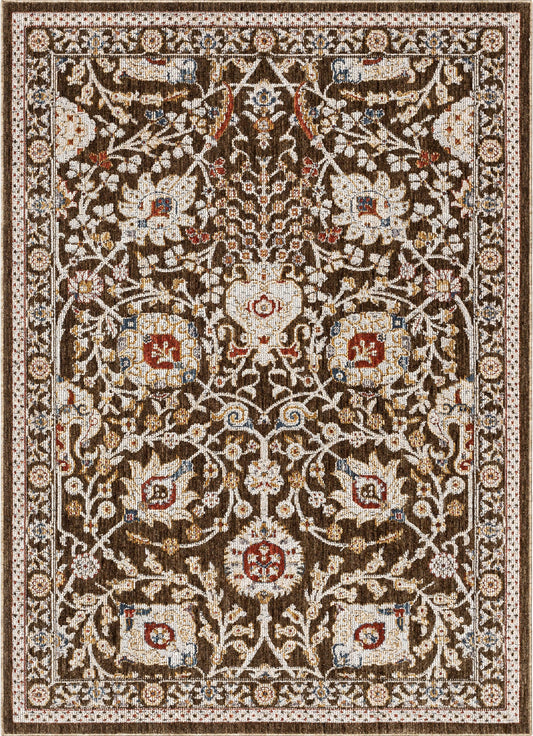 Creo Vintage Floral Oriental Persian Brown Textured Rug TEN-28