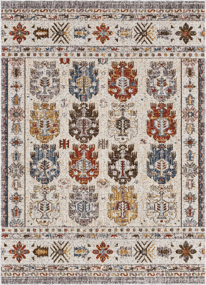 Kestrel Vintage Tribal Floral Pattern Grey Textured Rug TEN-37