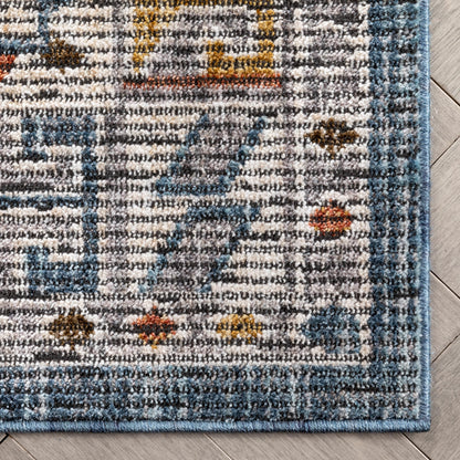 Namib Vintage Medallion Oriental Blue Textured Rug TEN-54